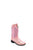 Old West Kids Girls Square Toe Pink Faux Leather Cowboy Boots 1.5 D