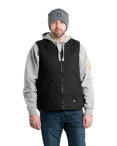 Berne Apparel Mens Heartland Sherpa-Lined V-Neck Black 100% Cotton Cotton Vest