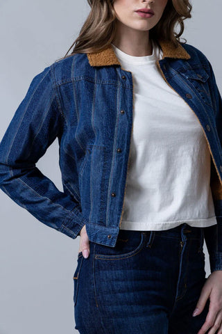 Kimes Ranch Womens Vaquero Trucker Stripe Denim 100% Cotton Jacket