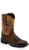 Old West Children Unisex Square Toe Burnt Dark Brown Leather Cowboy Boots