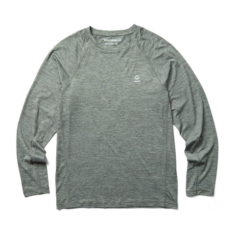Wolverine Mens Gunmetal Heather Polyester L/S Sun-Stop Eco Tee