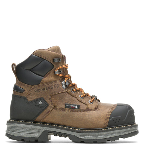 Wolverine Mens Brown Leather Work Boots Hellcat HD 6in WP CM