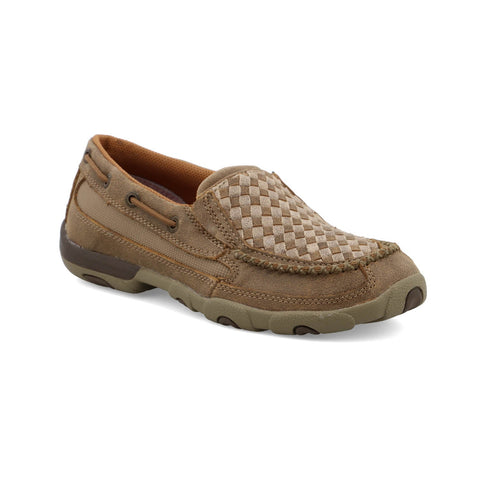Twisted X Womens Driving Moc Bomber/Dusty Tan Leather Slip-On Shoes