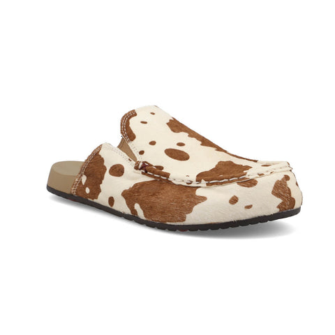 Twisted X Womens Easy-Wearing Brown/White Cowhide Mules Shoes