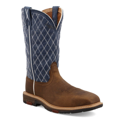 Twisted X Womens 11in Western CT Brown/Blue Leather Work Boots