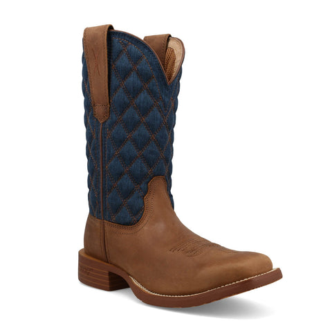 Twisted X Womens 11in Tech X Quilted Ginger/Indigo Leather Cowboy Boots