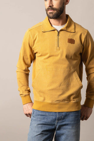 Kimes Ranch Mens Wicklow Gold Cotton Blend 1/4 Zip Sweater