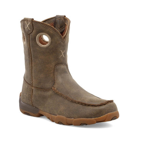 Twisted X Youth Unisex Driving Moc Bomber Leather Cowboy Boots