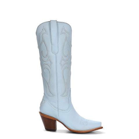 Corral Womens Tall Embroidery Snip Toe Baby Blue Cowhide 15in Cowboy Boots