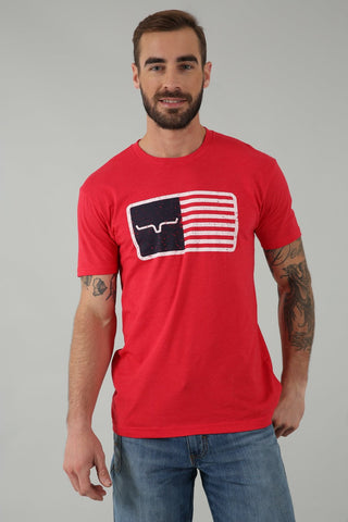 Kimes Ranch Mens American Trucker Tee Red Cotton Blend S/S T-Shirt