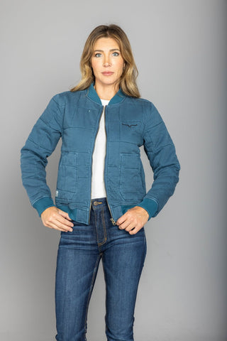 Kimes Ranch Womens Bronc Bomber Dark Blue 100% Cotton Cotton Jacket