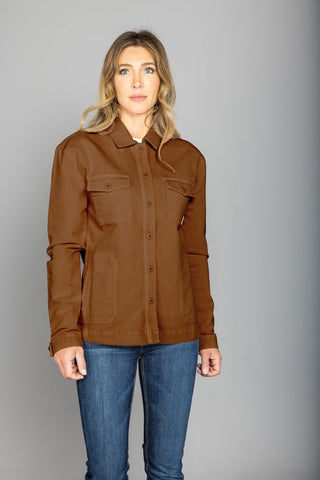 Kimes Ranch Womens Cloverleaf Shirt Work Wear Brown 100% Cotton Cotton Jacket
