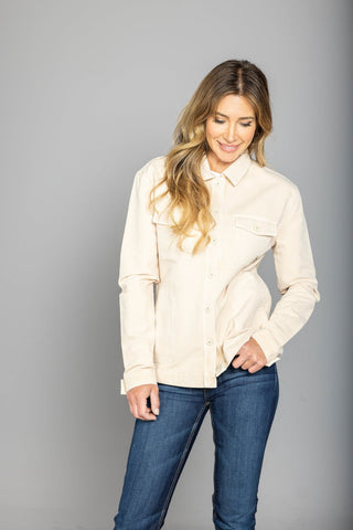 Kimes Ranch Womens Cloverleaf Shirt Off White 100% Cotton Cotton Jacket
