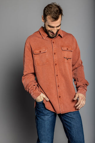 Kimes Ranch Mens Ft Work Shirt Dark Red 100% Cotton Cotton Jacket