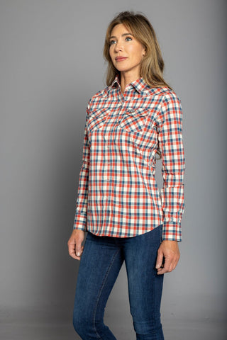 Kimes Ranch Womens Go Round Navy Cotton Blend L/S Shirt