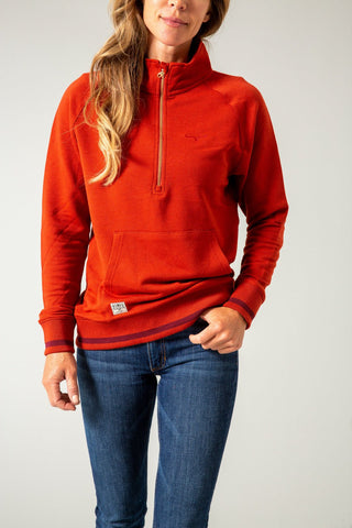 Kimes Ranch Womens Hazer Quarter Zip Dark Red Cotton Blend Sweatshirt