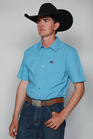 Kimes Ranch Mens Linville Solid Shirt Mid Blue Cotton Blend S/S