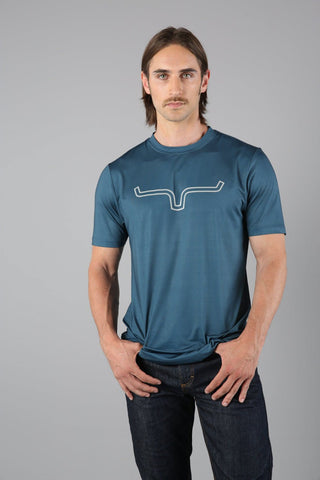 Kimes Ranch Mens Outlier Tech Tee Major Blue Cotton Blend S/S T-Shirt