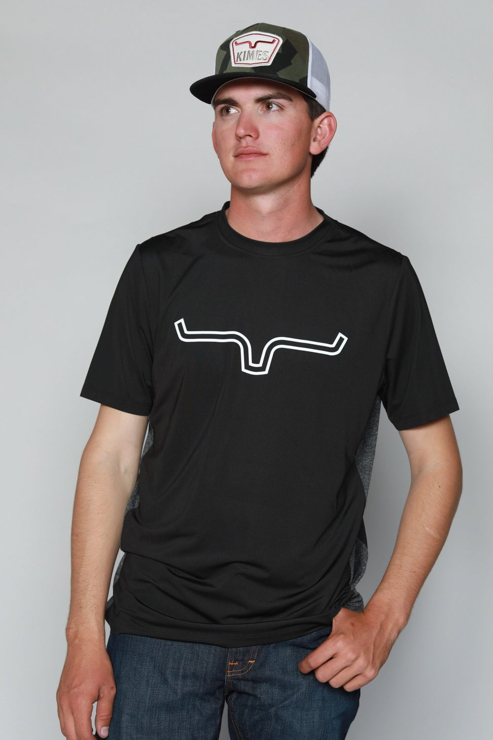 Kimes Ranch Mens Phase Tech Tee Black Polyester Blend S/S T