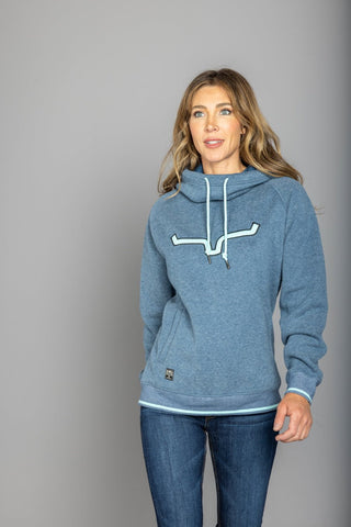 Kimes Ranch Womens Two Scoops Navy Heather Cotton Blend Hoodie
