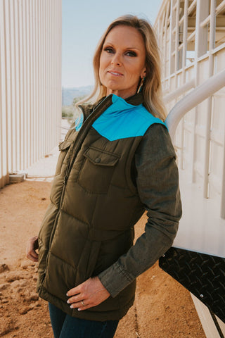 Kimes Ranch Womens Wyldfire Army 100% Polyester Softshell Vest