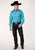 Roper Mens Turquoise/Gray Cotton Blend Small Scale L/S Shirt