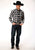 Roper Mens Black/Charcoal Cotton Blend Star L/S Horseshoe Shirt