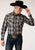 Roper Mens Black/Grey Cotton Blend Plaid L/S Wagon Wheel Shirt