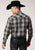 Roper Mens Black/Grey Cotton Blend Plaid L/S Wagon Wheel Shirt