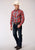 Roper Mens Warm Red Cotton Blend Plaid L/S Shirt