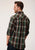 Roper Mens Olive/Brown Cotton Blend Plaid L/S Tall Shirt
