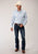 Roper Mens Blue 100% Cotton Tonal Squares L/S Tall Shirt