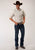 Roper Mens White/Grey Cotton Blend Stripe S/S Snap Shirt