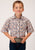 Roper Boys Kids Navy/Rust Cotton Blend Windowpane S/S Plaid Shirt