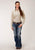 Roper Womens Cream/Brown Cotton Blend Wallpaper Stripe L/S Shirt