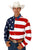 Roper Americana Mens Red 100% Cotton L/S USA Flag Print Button Western Shirt
