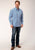 Roper Mens Blue Cotton Blend Diamond Star Geo L/S Shirt
