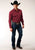 Roper Mens Solid Red 100% Cotton Black Fill L/S Shirt