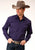 Roper Mens Solid Purple 100% Cotton Black Fill L/S Shirt
