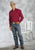 Roper Mens Red 100% Cotton L/S Snap 1 Pt Back Yoke Poplin Western Shirt