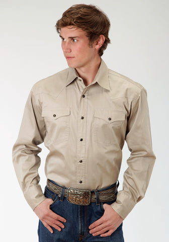 Roper Special Program Mens Tan 100% Cotton L/S Poplin Western Shirt