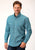 Roper Mens Turquoise 100% Cotton Victorian Foulard BD L/S Btn Shirt