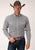 Roper Mens Grey Cotton Blend Diamond Star Geo BD L/S Btn Shirt