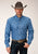Roper Mens Blue Cotton Blend Horseman Oxford BD L/S 1 Pkt Shirt