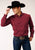 Roper Mens Solid Red 100% Cotton Black Fill BD L/S Btn Shirt