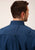 Roper Mens Solid Blue 100% Cotton Black Fill BD L/S 1 Pkt Shirt