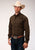 Roper Mens Brown 100% Cotton Black Fill L/S 1 Pkt Shirt