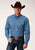 Roper Mens Blue 100% Cotton Oxford Check BD L/S Btn Shirt