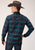 Roper Mens Turquoise 100% Cotton Blanket Horizontal L/S Snap Shirt