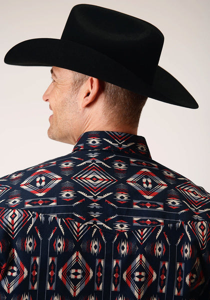 Roper Mens Black 100% Cotton Blanket Stripe L/S Shirt – The Western Company